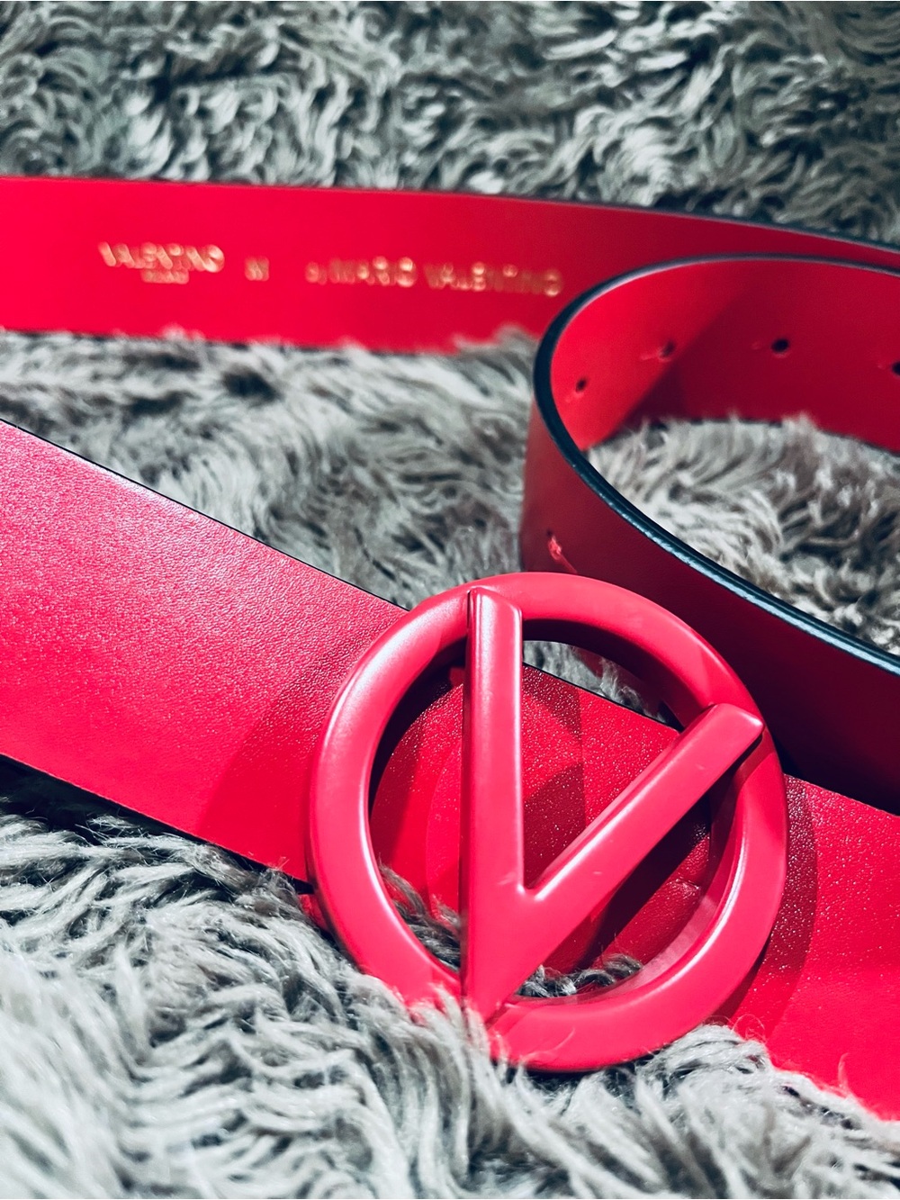 Valentino Red V-Logo Leather Belt